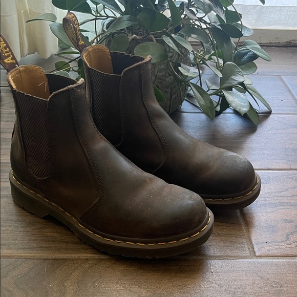 SOLD Dr Martens Crazy Horse Yellow Stitch Chelsea Boots - Picture 1 of 4